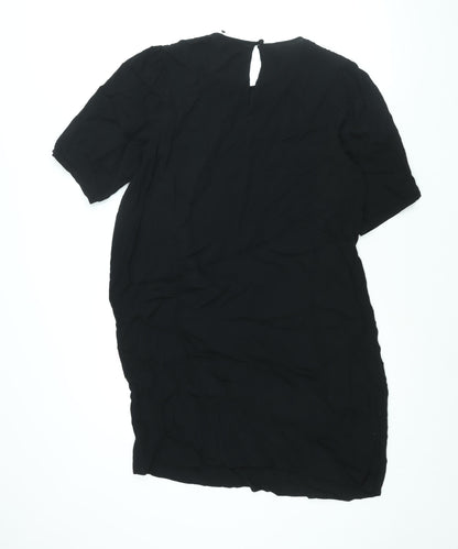 Next Womens Black Viscose Shift Size 14 Round Neck Button