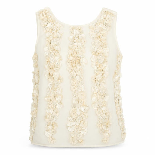 River Island Womens Ivory Polyester Camisole Blouse Size 12 Round Neck - Flower Detail