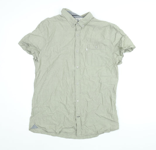 Croxley Mens Green Cotton Button-Up Size 2XL Collared Button