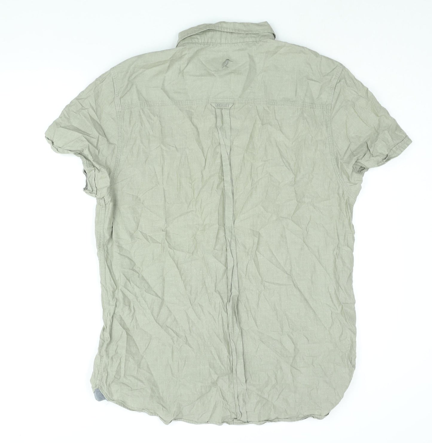 Croxley Mens Green Cotton Button-Up Size 2XL Collared Button