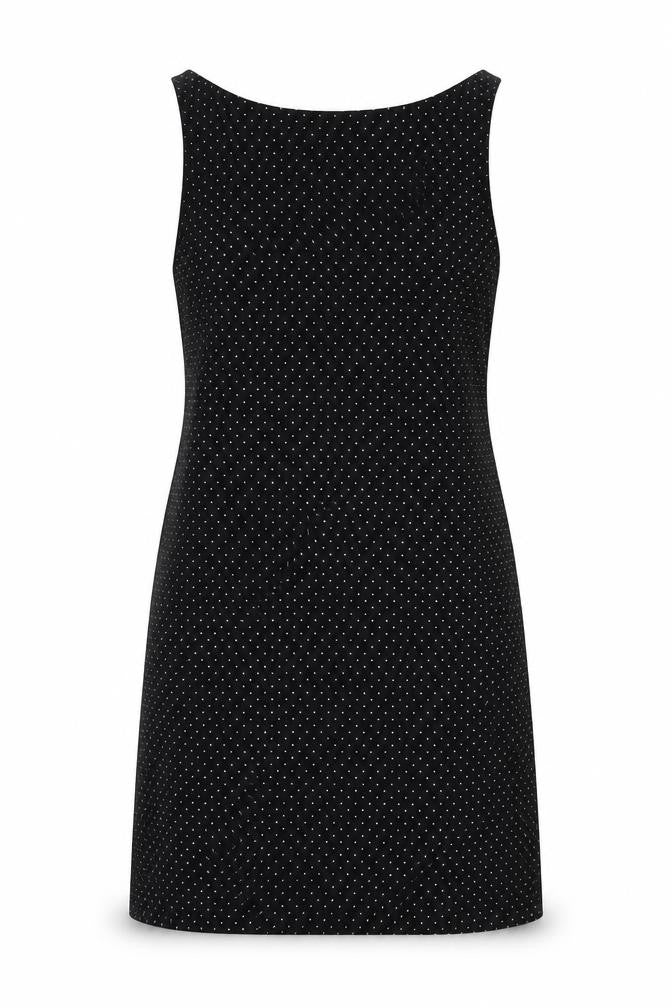 Mother Me Womens Black Polka Dot Polyester Tank Dress Size 8 Scoop Neck Pullover - Belted