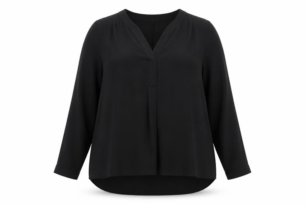 Arcadia Womens Black Polyester Basic Blouse Size 14 V-Neck