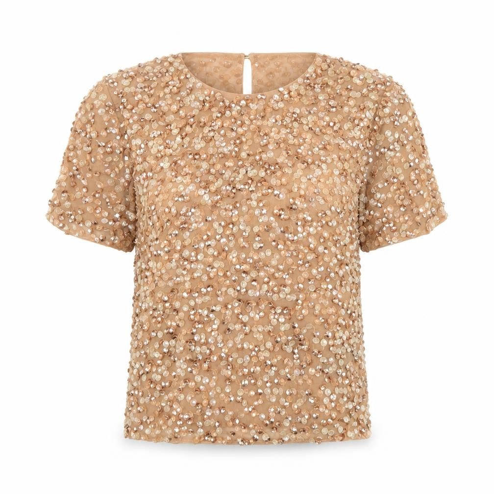 ASOS Womens Pink Polyester Basic Blouse Size 4 Round Neck - Sequin