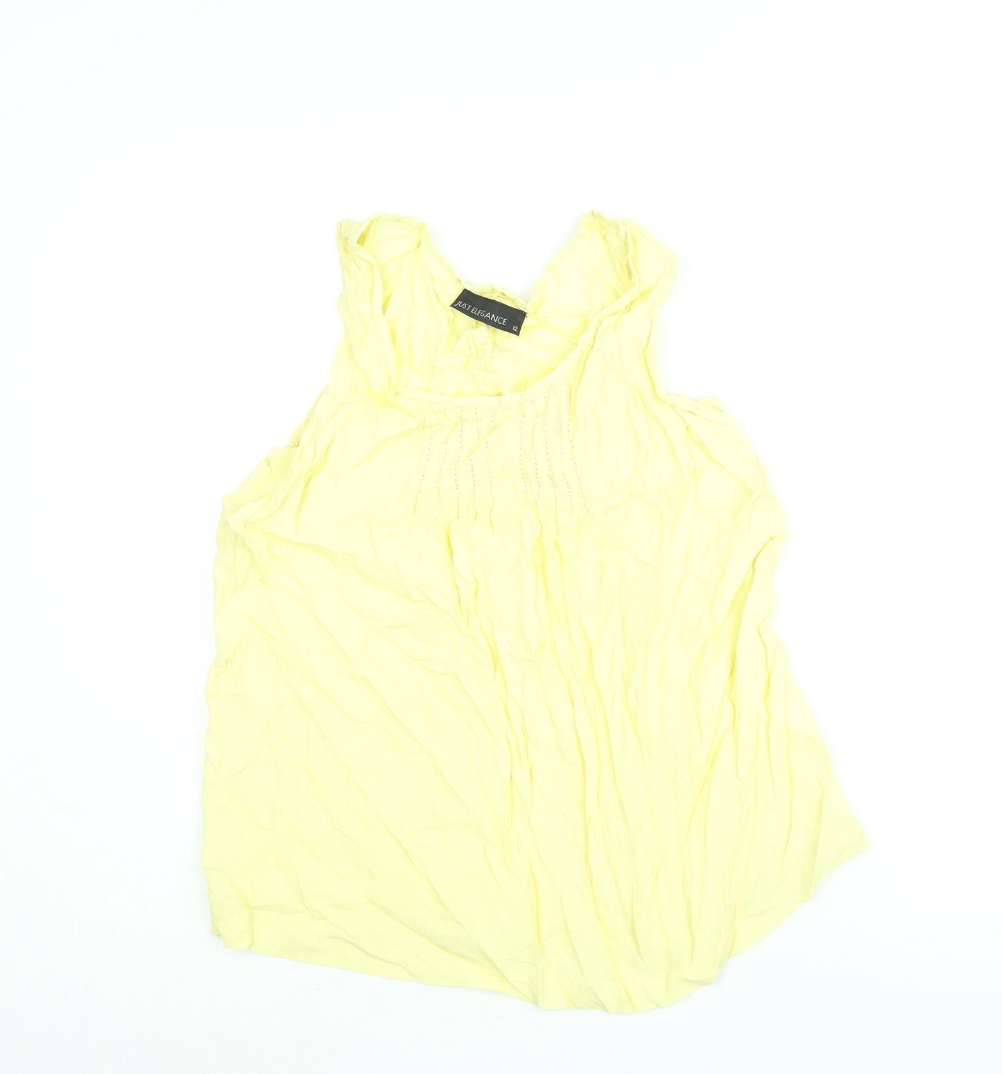 Just Elegance Womens Yellow Viscose Camisole Blouse Size 12 Scoop Neck