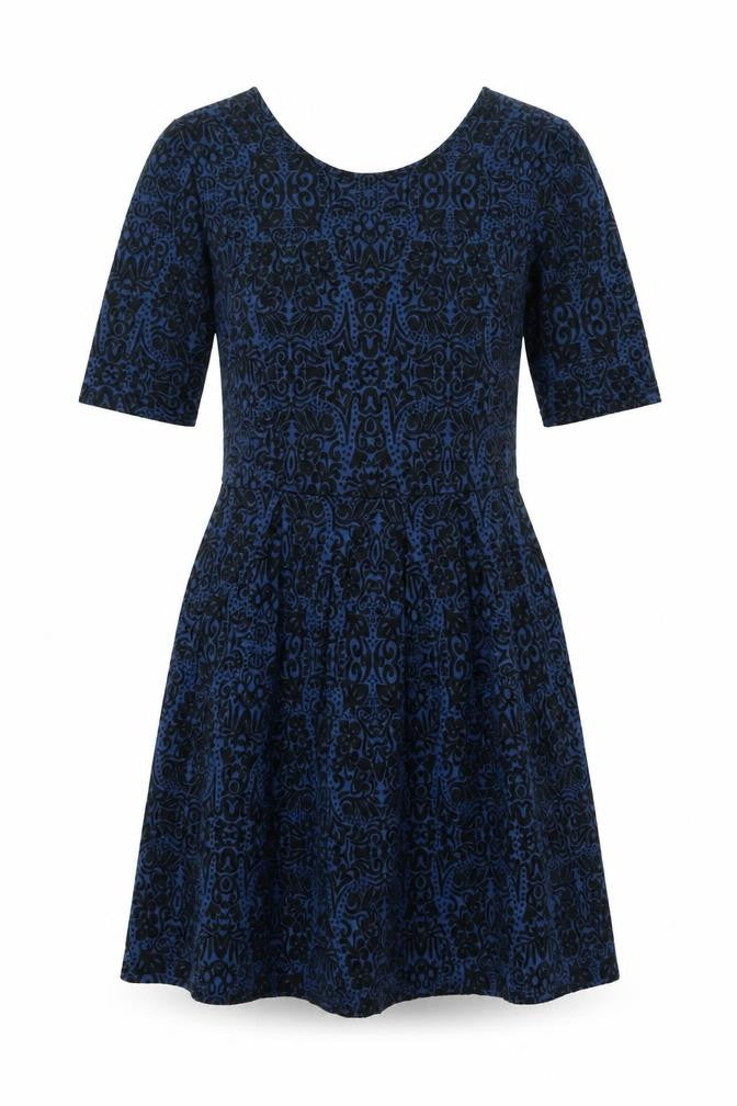 Cooperative Womens Blue Geometric Viscose Shift Size M Scoop Neck Zip