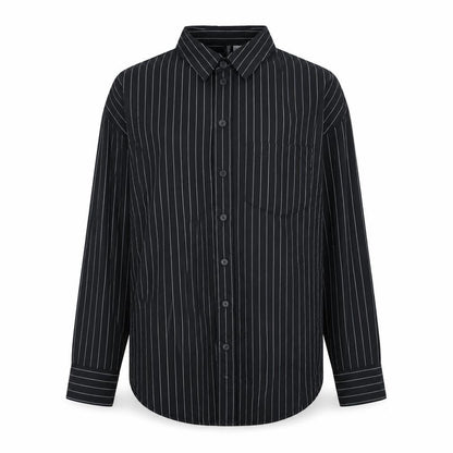 Divided by H&M Womens Black Striped Cotton Basic Button-Up Size XS Collared
