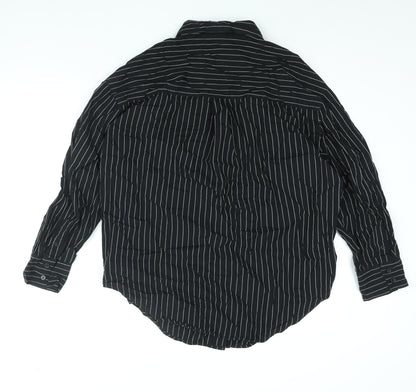 Divided by H&M Womens Black Striped Cotton Basic Button-Up Size XS Collared