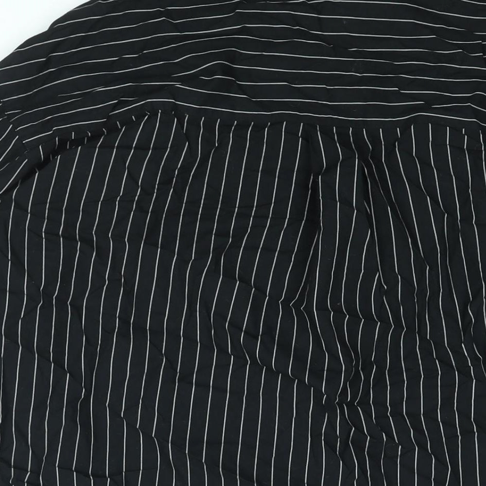 Divided by H&M Womens Black Striped Cotton Basic Button-Up Size XS Collared