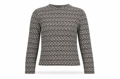 Zara Womens Brown Geometric Polyester Basic T-Shirt Size S Round Neck
