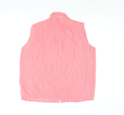 Bonmarché Womens Pink Polyester Basic Button-Up Size 16 Collared - Crinkle Look