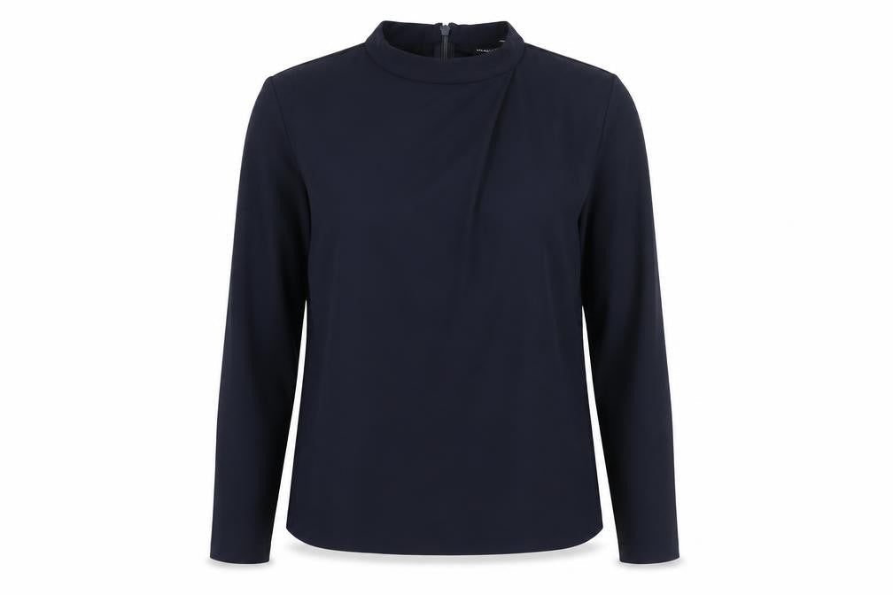 Warehouse Womens Blue Polyester Basic Blouse Size 10 Round Neck