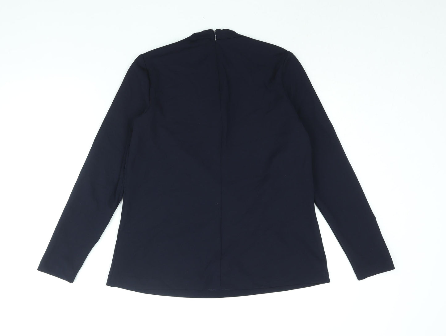 Warehouse Womens Blue Polyester Basic Blouse Size 10 Round Neck