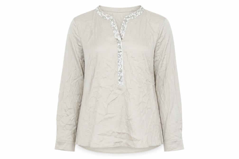 Gerry Weber Womens Beige Polyester Basic Blouse Size 16 V-Neck - Sequin Neckline