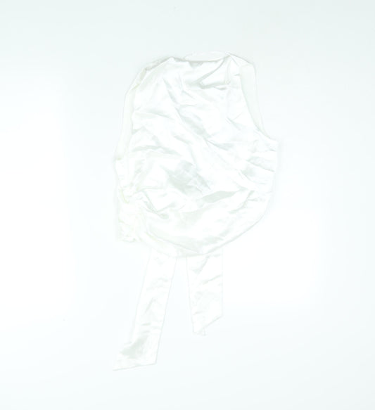 Zara Womens White Polyester Basic Blouse Size S Round Neck - Backless