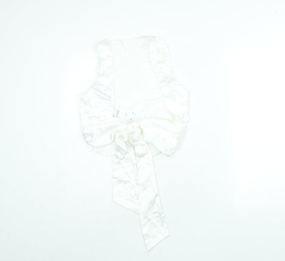 Zara Womens White Polyester Basic Blouse Size S Round Neck - Backless