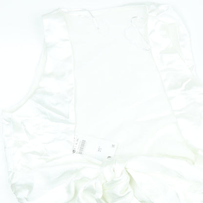 Zara Womens White Polyester Basic Blouse Size S Round Neck - Backless