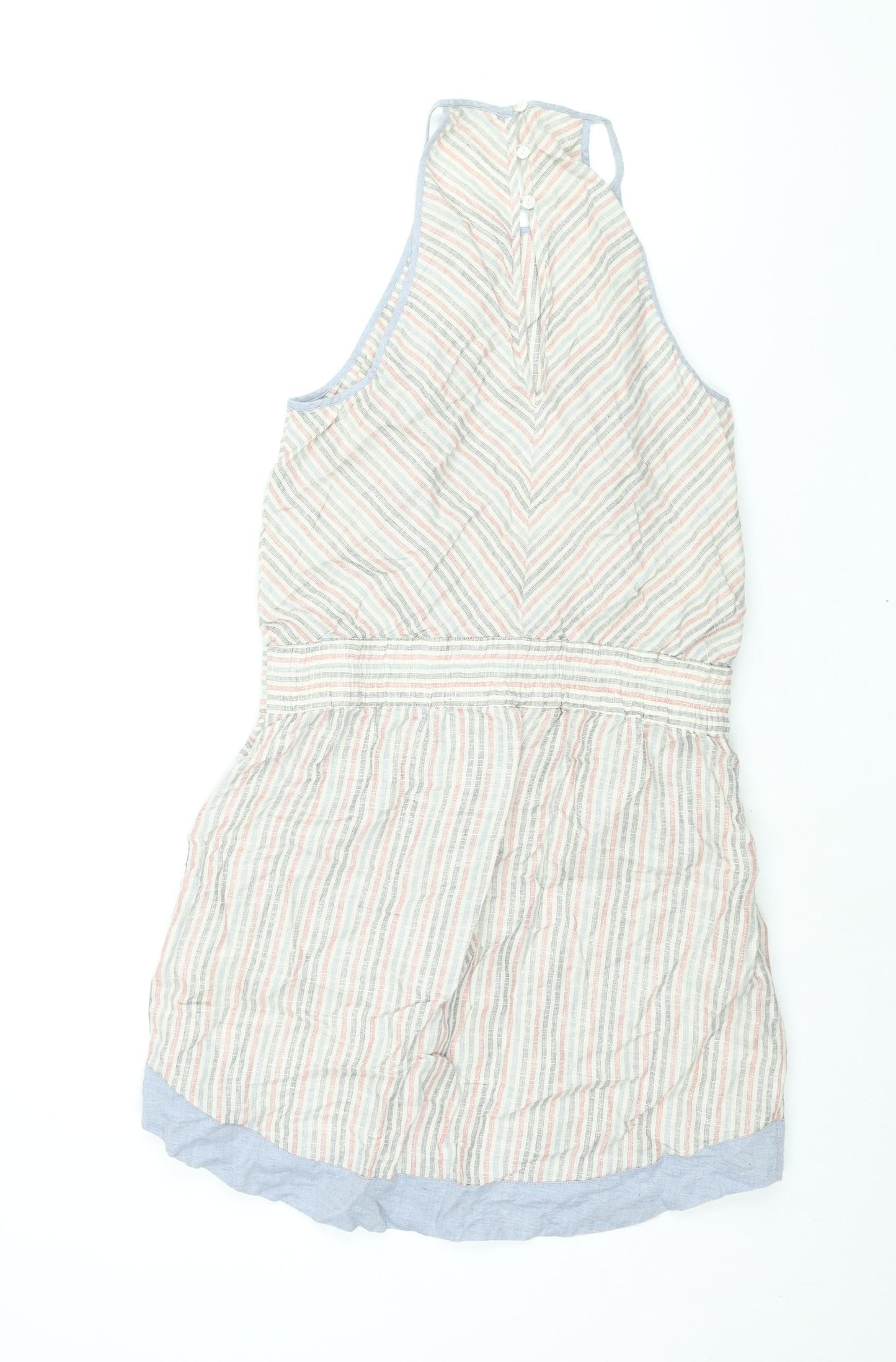 Warehouse Womens Multicoloured Animal Print Linen Shift Size 12 Round Neck Button - Drawstring Waist