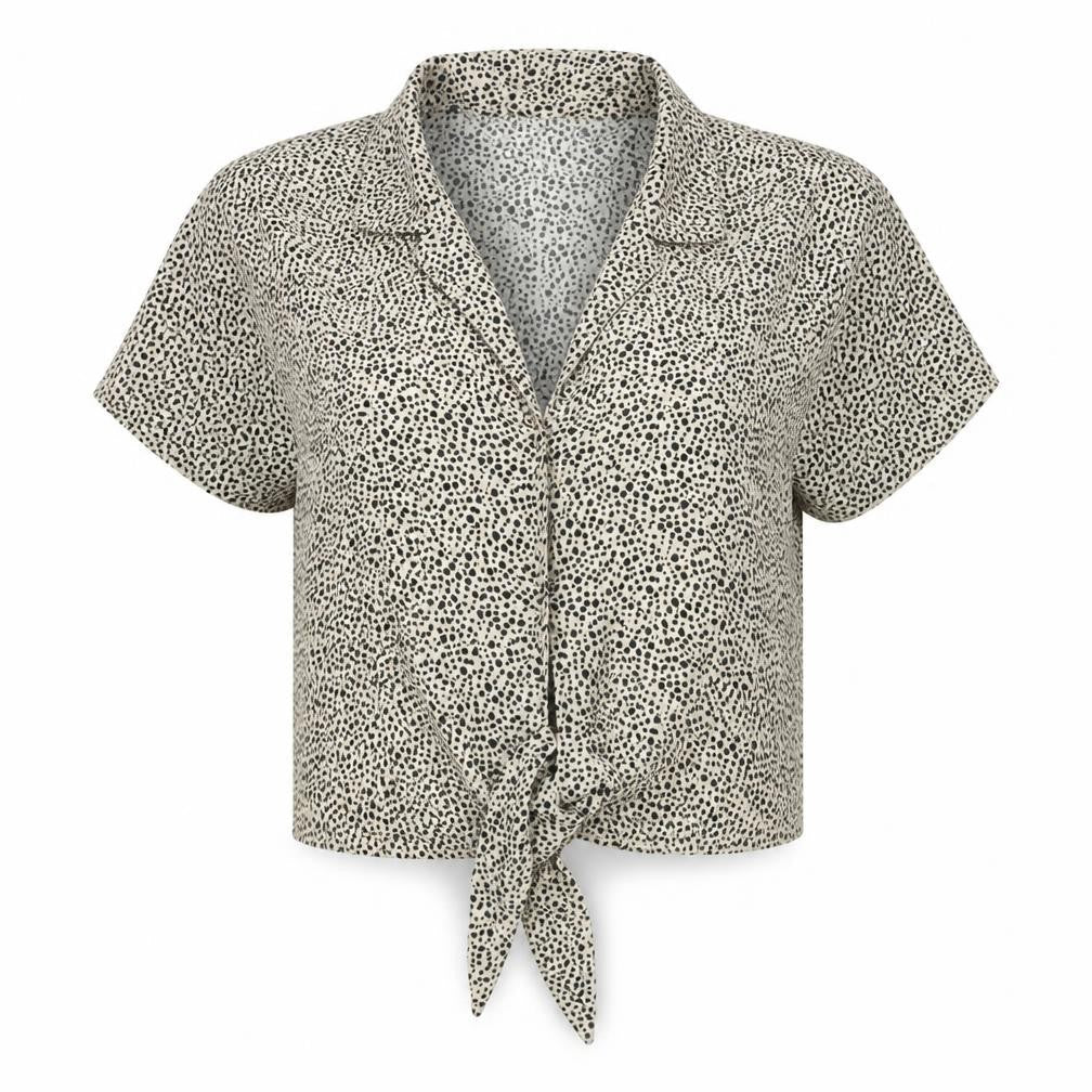 Brave Soul Womens Beige Geometric Polyester Basic Blouse Size 16 Collared - Tie Detail