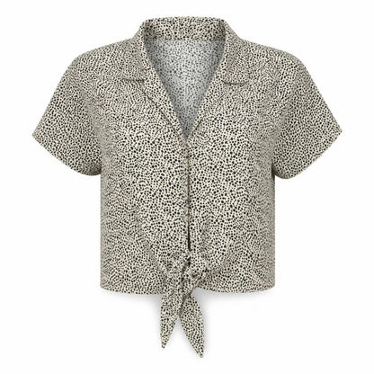 Brave Soul Womens Beige Geometric Polyester Basic Blouse Size 16 Collared - Tie Detail