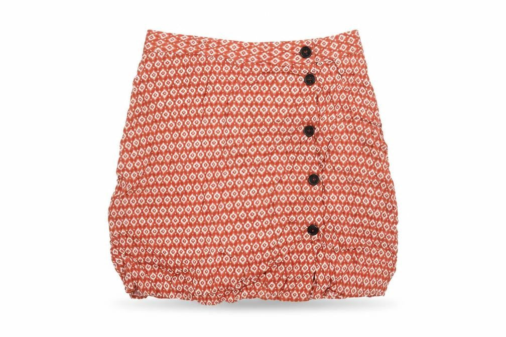 H&M Womens Brown Geometric Viscose Mini Skirt Size 10 Button
