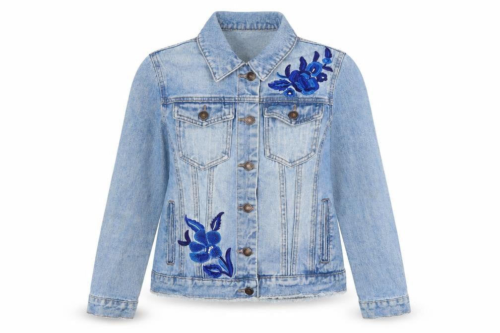 Denim Womens Blue Biker Jacket Size 8 Button