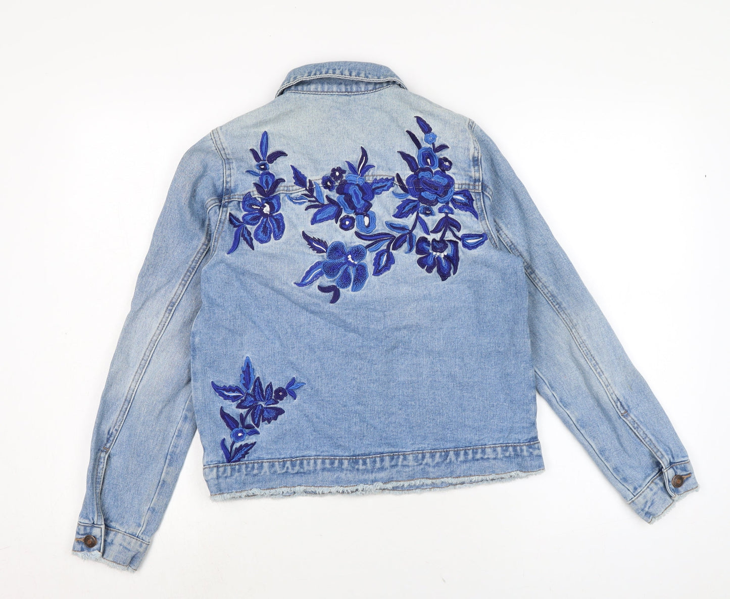 Denim Womens Blue Biker Jacket Size 8 Button