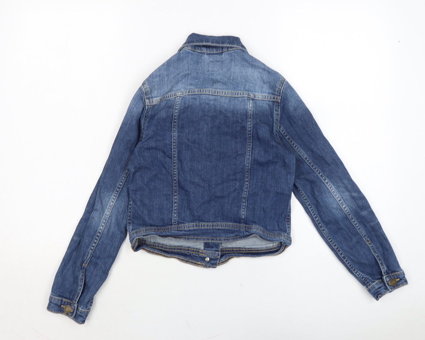 Gap Girls Blue Biker Jacket Size L Button