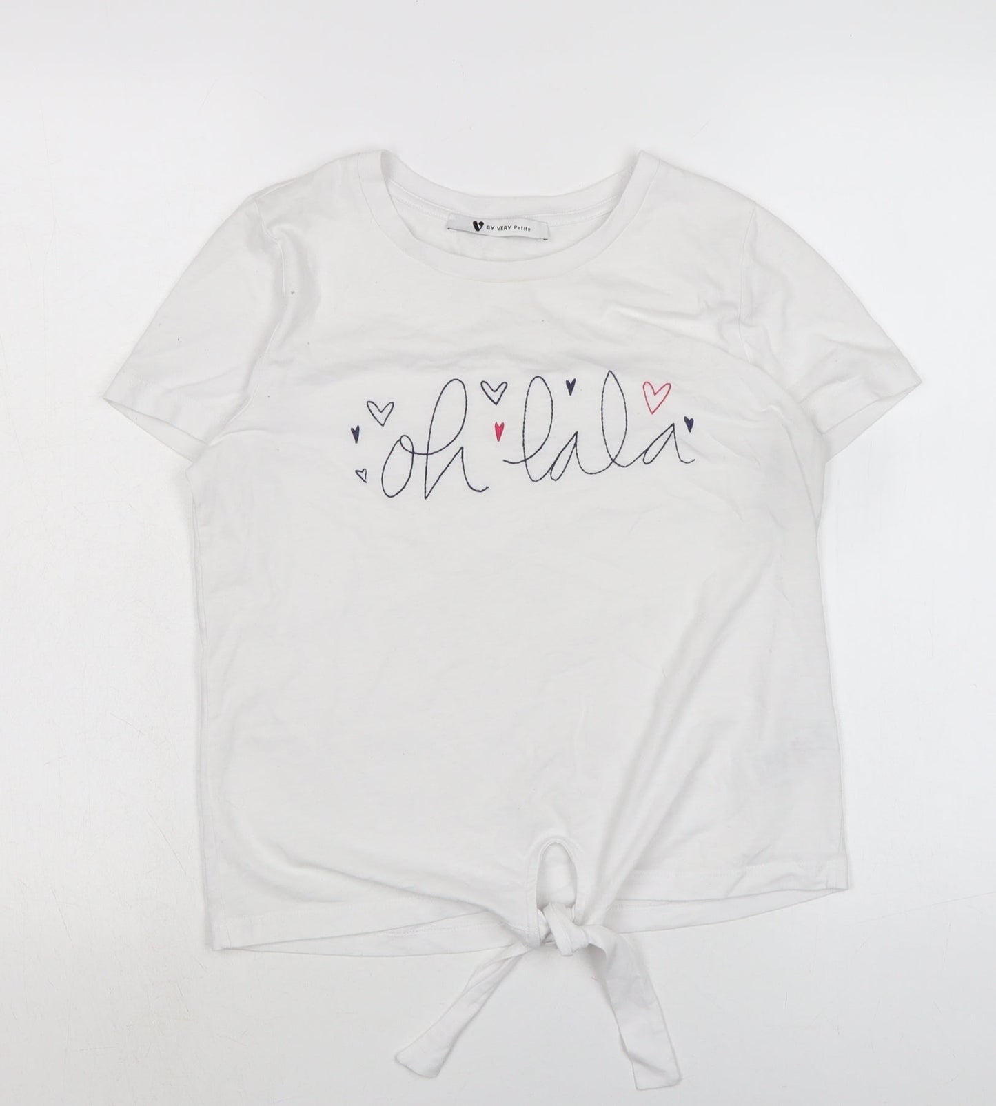 By very Womens White Cotton Basic T-Shirt Size M Crew Neck