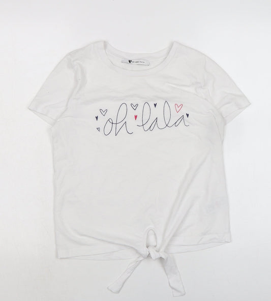 By very Womens White Cotton Basic T-Shirt Size M Crew Neck