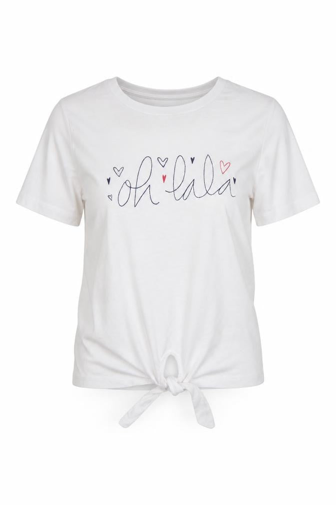 Very Womens White Cotton Basic T-Shirt Size M Crew Neck