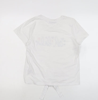 Very Womens White Cotton Basic T-Shirt Size M Crew Neck