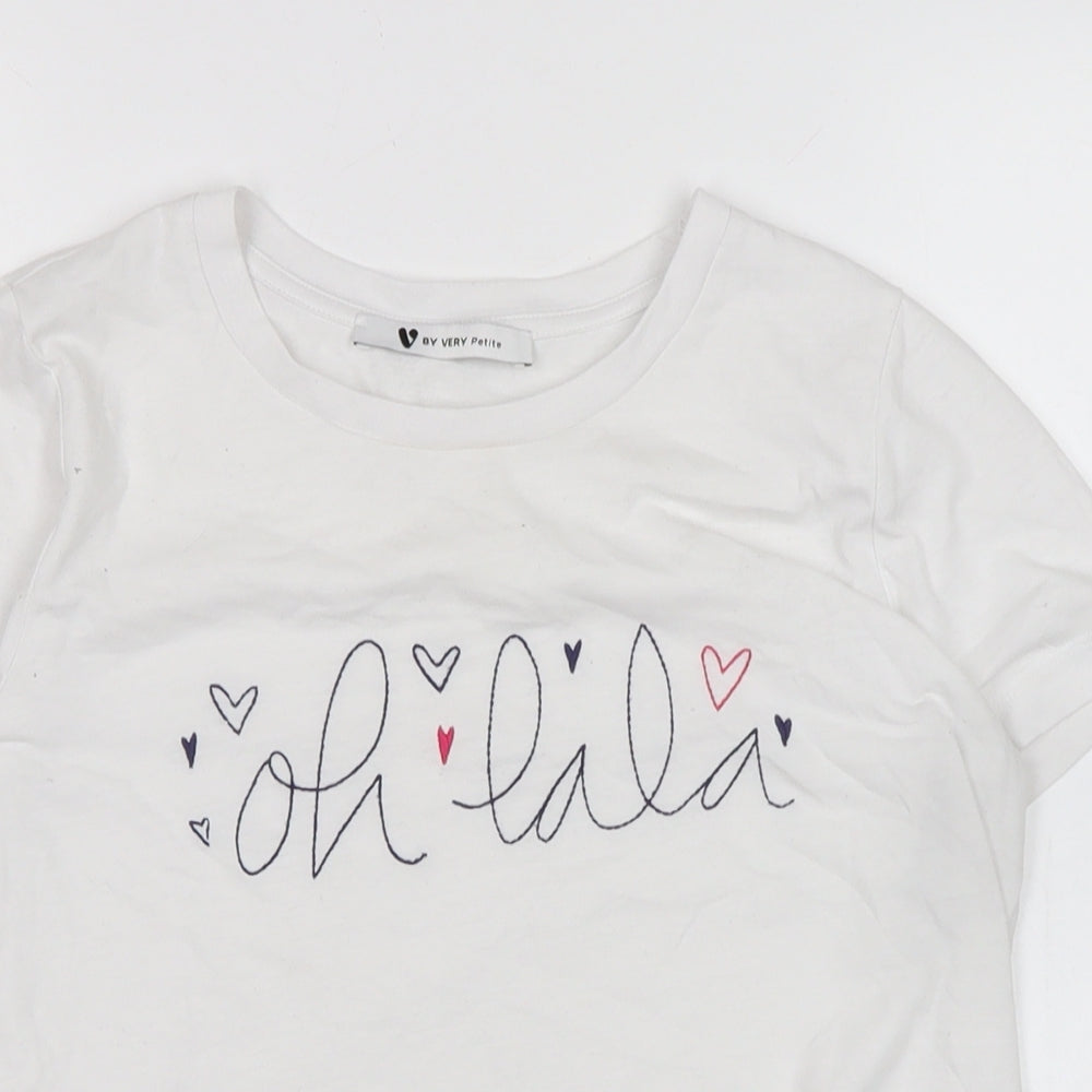 By very Womens White Cotton Basic T-Shirt Size M Crew Neck