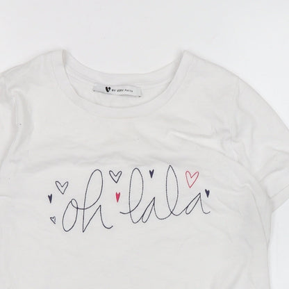 Very Womens White Cotton Basic T-Shirt Size M Crew Neck
