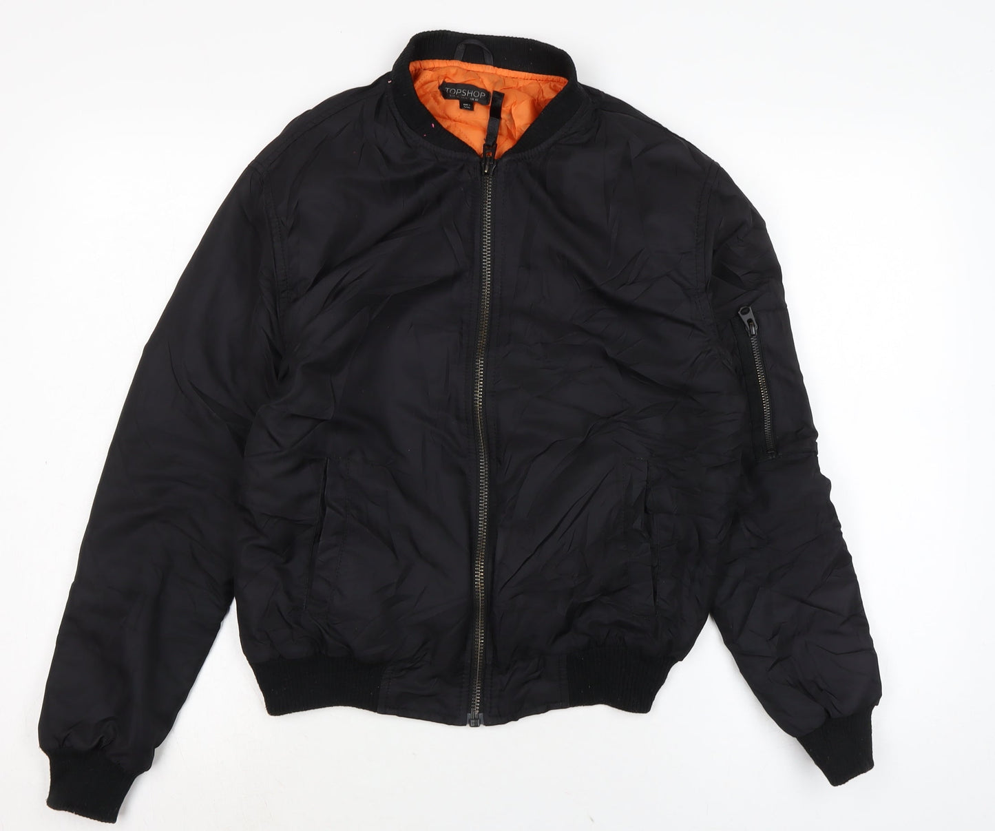 Topshop Womens Black Bomber Jacket Jacket Size 6 Zip
