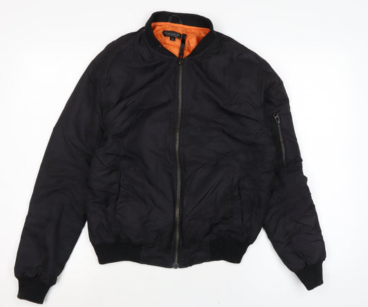 Topshop Womens Black Bomber Jacket Jacket Size 6 Zip
