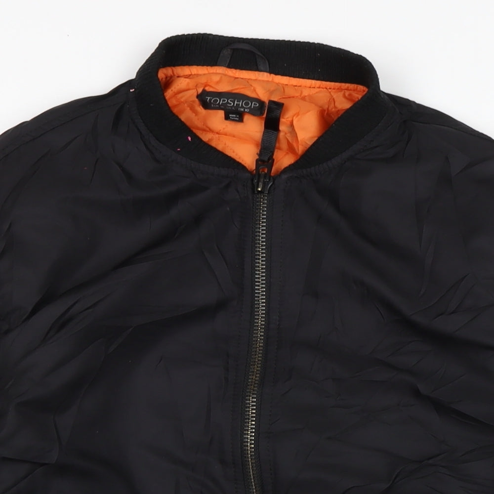 Topshop Womens Black Bomber Jacket Jacket Size 6 Zip