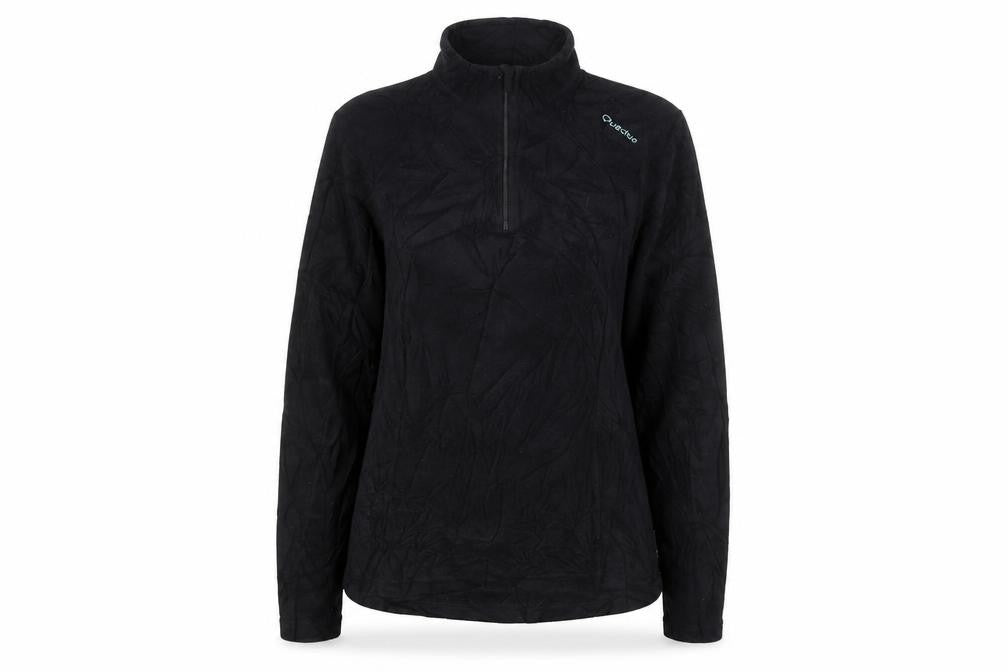 DECATHLON Womens Black Mock Neck Polyester Full Zip Jumper Size M