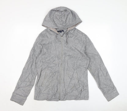 Additional front view of Maine New England women’s grey crew neck polyester full zip jumper, size UK 10