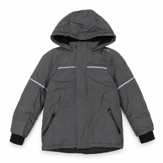 Front view of Urban Outwear boys’ grey anorak coat, size 7, years zip