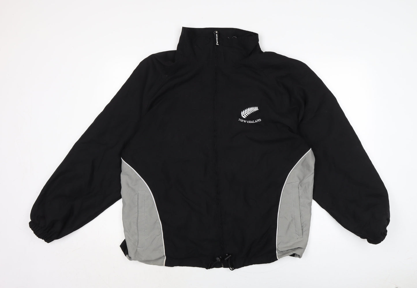 New Zealand Mens Black Bomber Jacket Jacket Size L Zip