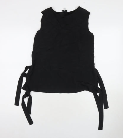 Warehouse Womens Black Polyester Basic Tank Size 10 Round Neck