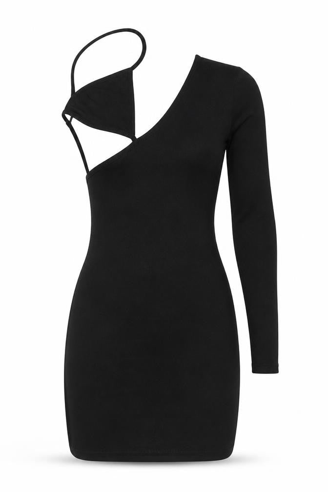 PRETTYLITTLETHING Womens Black Polyester Bodycon Size 8 Off the Shoulder Pullover - Cut Out Detail