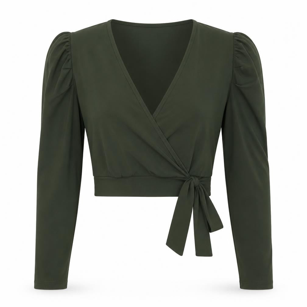Lustre Womens Green Polyester Basic Blouse Size 10 V-Neck