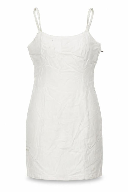 Divided by H&M Womens White Cotton Tank Dress Size 8 Round Neck Zip