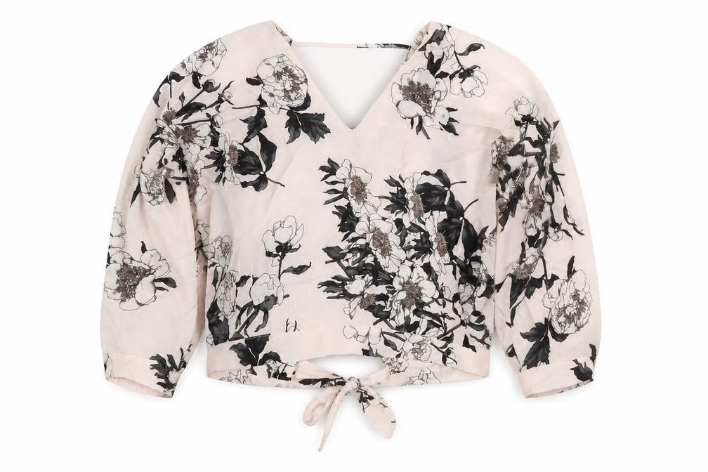 River Island Womens Multicoloured Floral Polyester Basic Blouse Size 10 V-Neck