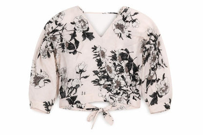 River Island Womens Multicoloured Floral Polyester Basic Blouse Size 10 V-Neck