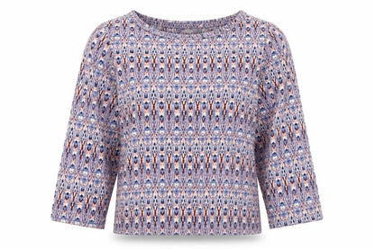 Debenhams Womens Blue Geometric Polyester Basic Blouse Size 8 Round Neck