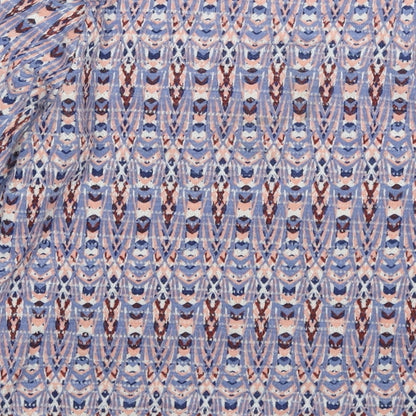 Debenhams Womens Blue Geometric Polyester Basic Blouse Size 8 Round Neck