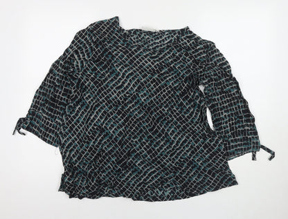 Additional front view of Masai women’s black geometric viscose basic blouse, size M, round neck