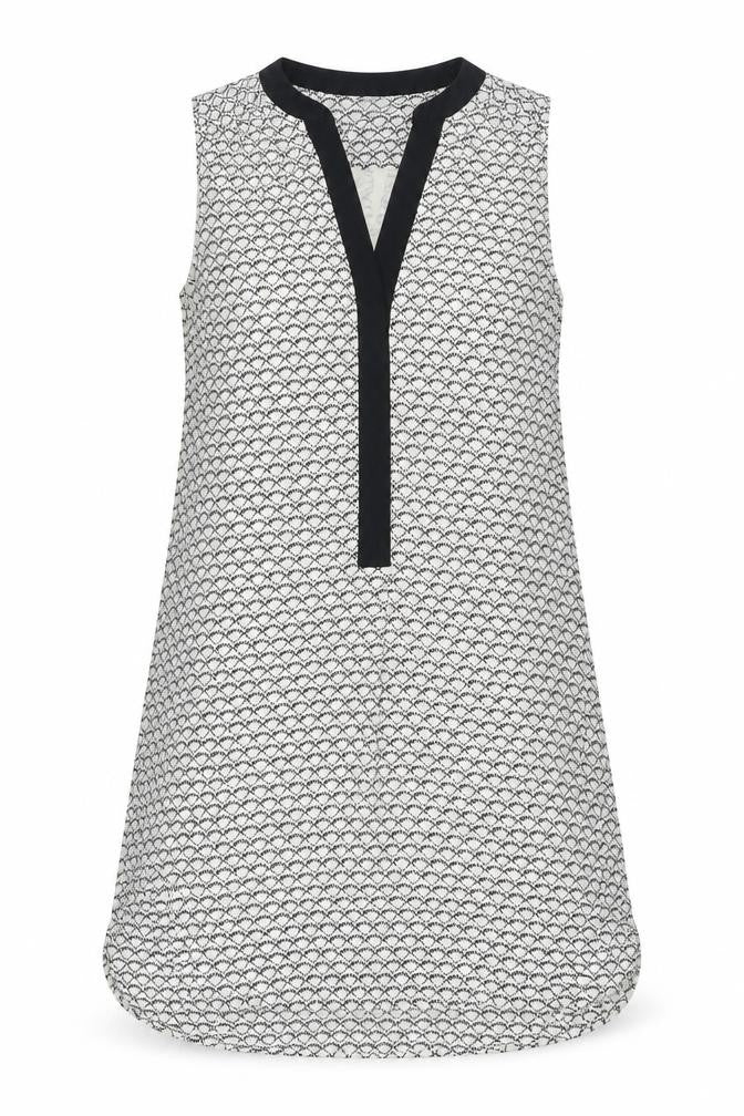 H&M Womens Black Geometric Polyester A-Line Size 10 V-Neck Pullover